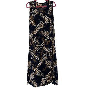 Far Away Women’s Size M Fish Batik Boho Tropical Rayon Midi Dress